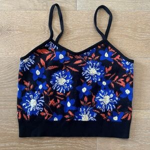 Anthropologie Maeve Floral Knit Tank Top size small